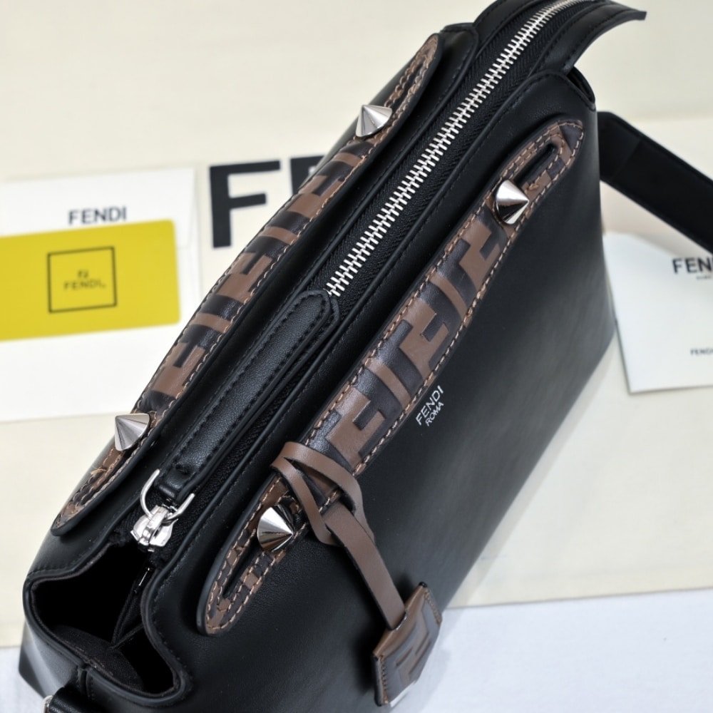 F**di Women By The Way Regular Leather Boston Bag Black 28Cm