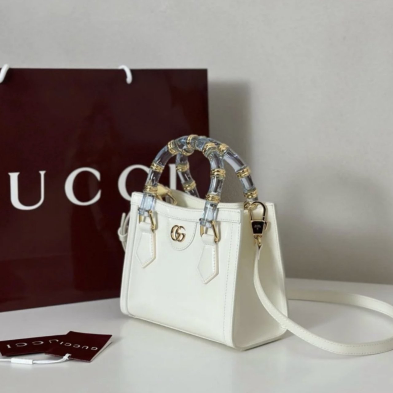 [S*per Vip 1:1] Gvc*1 Diana Mini Tote Bag White 20Cm 832936 Aaevs 9014