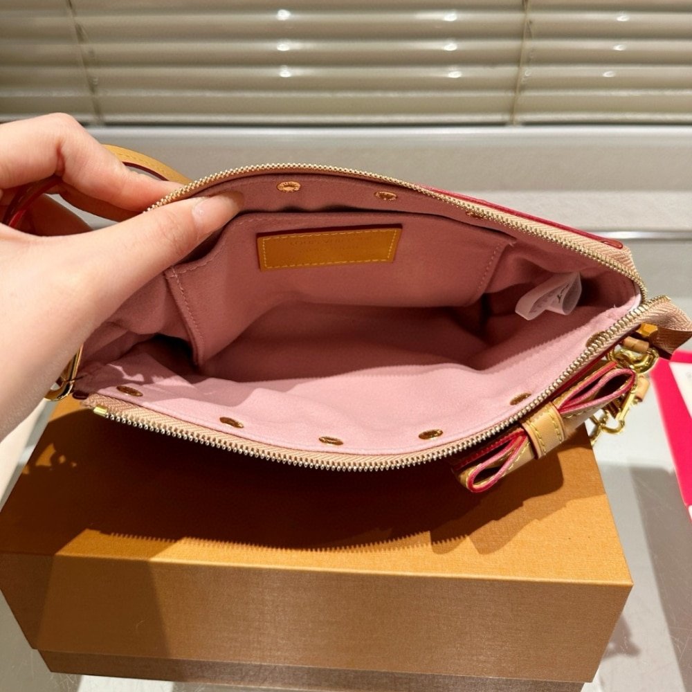 L0vis Vvtt0n X Takashi Murakami Cherry Blossom Pochette Accessoires Bag Pink 20Cm