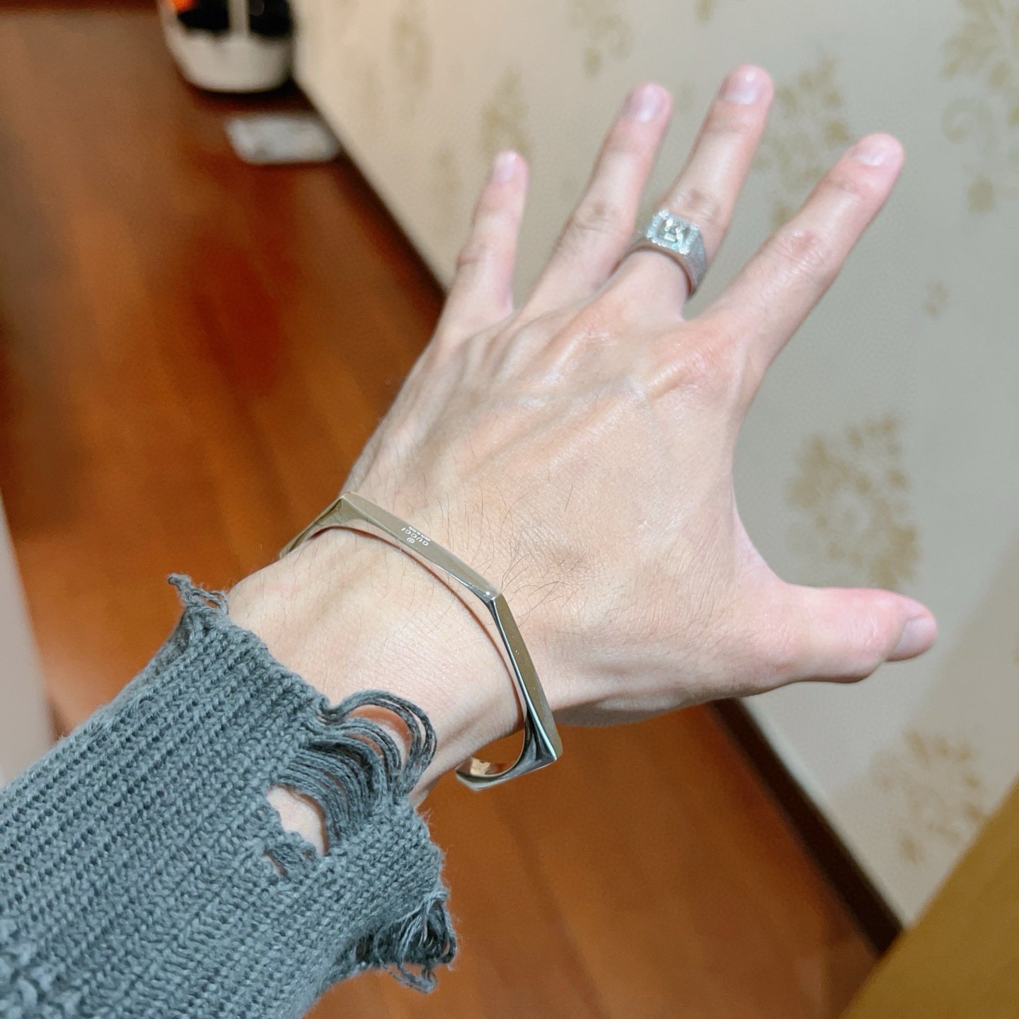 Gvc*1 Trademark Sterling Silver Geometric Cuff Bracelet