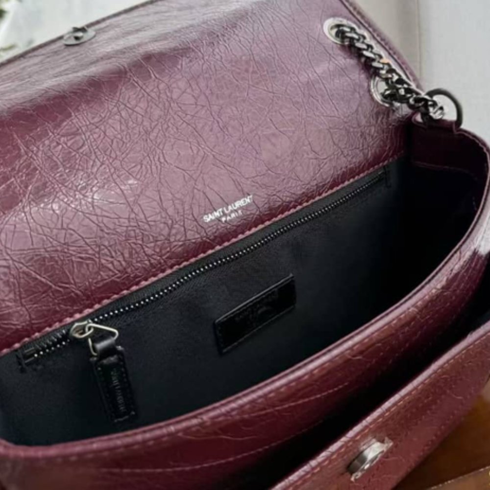 Sa1nt Lau*nt Niki Shoulder Bag In Burgandy 28Cm