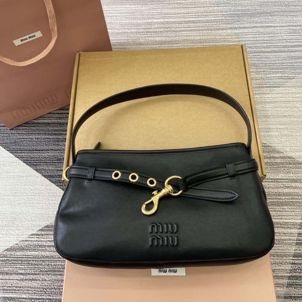 M1um1u Aventure Nappa Leather Bag Black 33Cm 5Bc181 2Bbl F0002 V Ooo