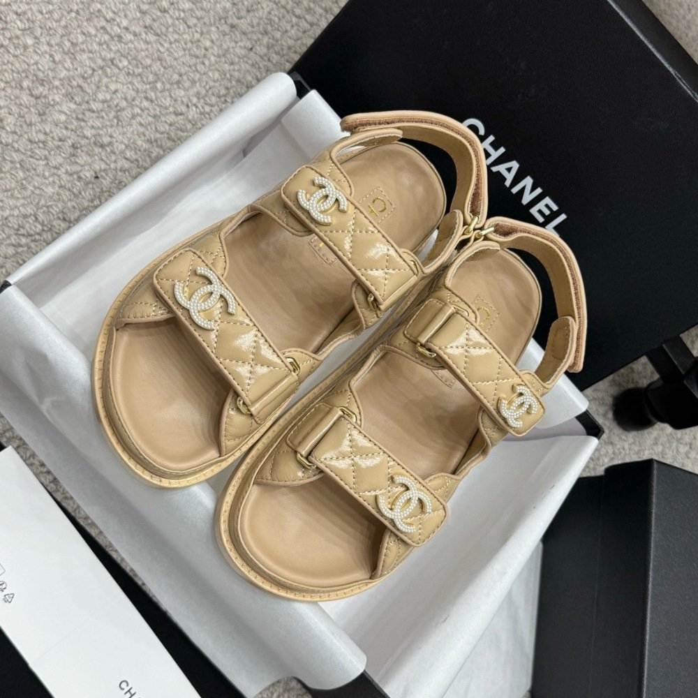 Ch**el Sandal Shiny Beige G35927 B20276 U0450