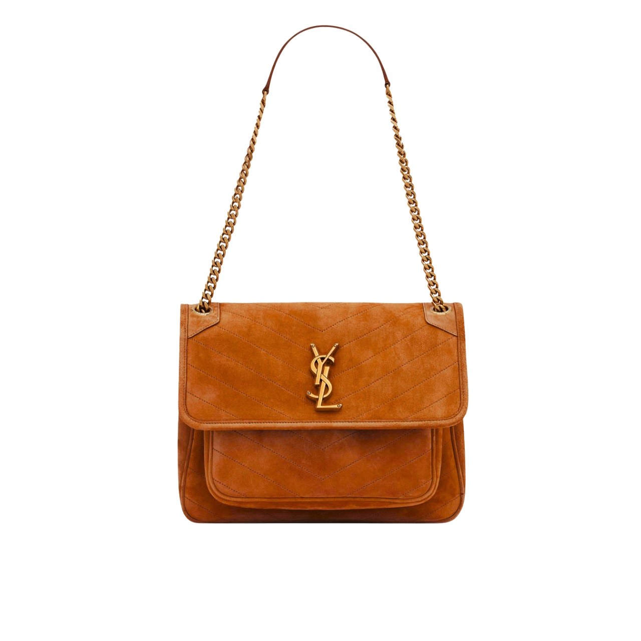 Sa1nt Lau*nt Niki Baby Chain Bag In Suede Brown 28Cm 6237483