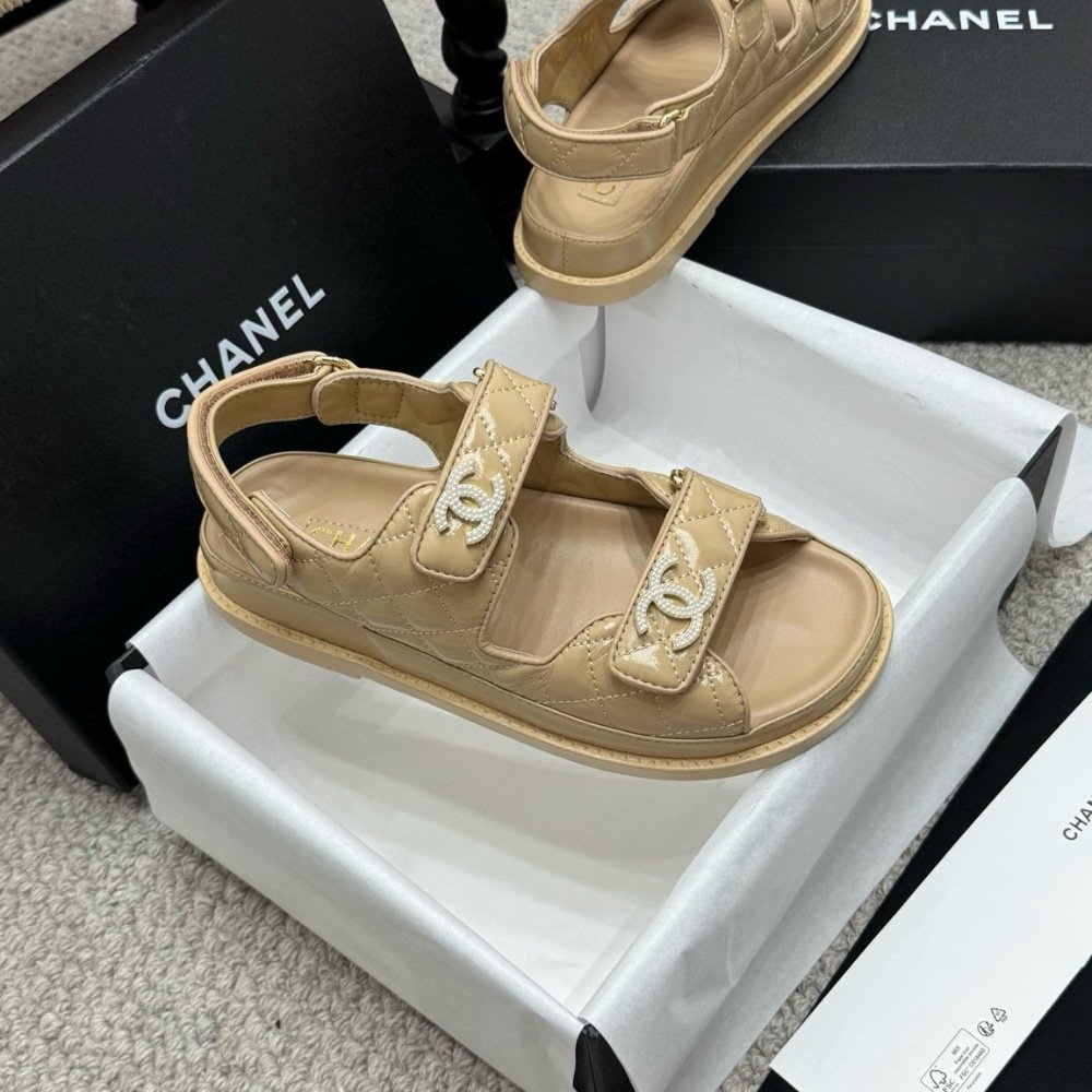 Ch**el Sandal Shiny Beige G35927 B20276 U0450