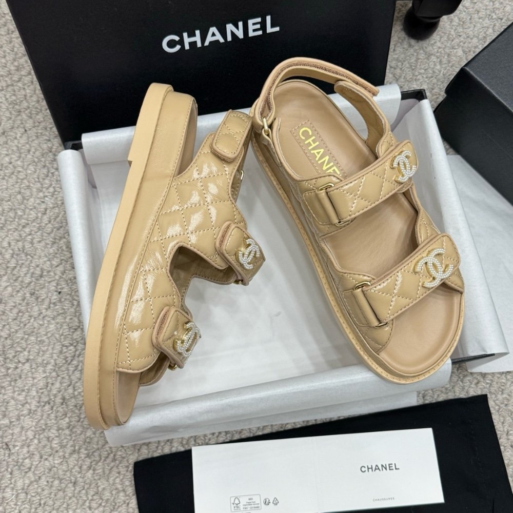 Ch**el Sandal Shiny Beige G35927 B20276 U0450