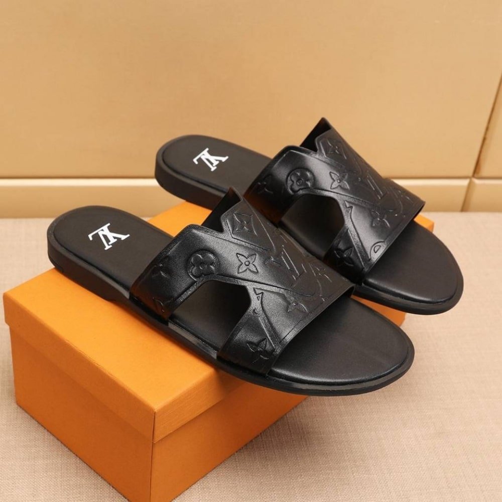 L0vis Vvtt0n Oasis Mule Monogram Pattern Black 1Achj6