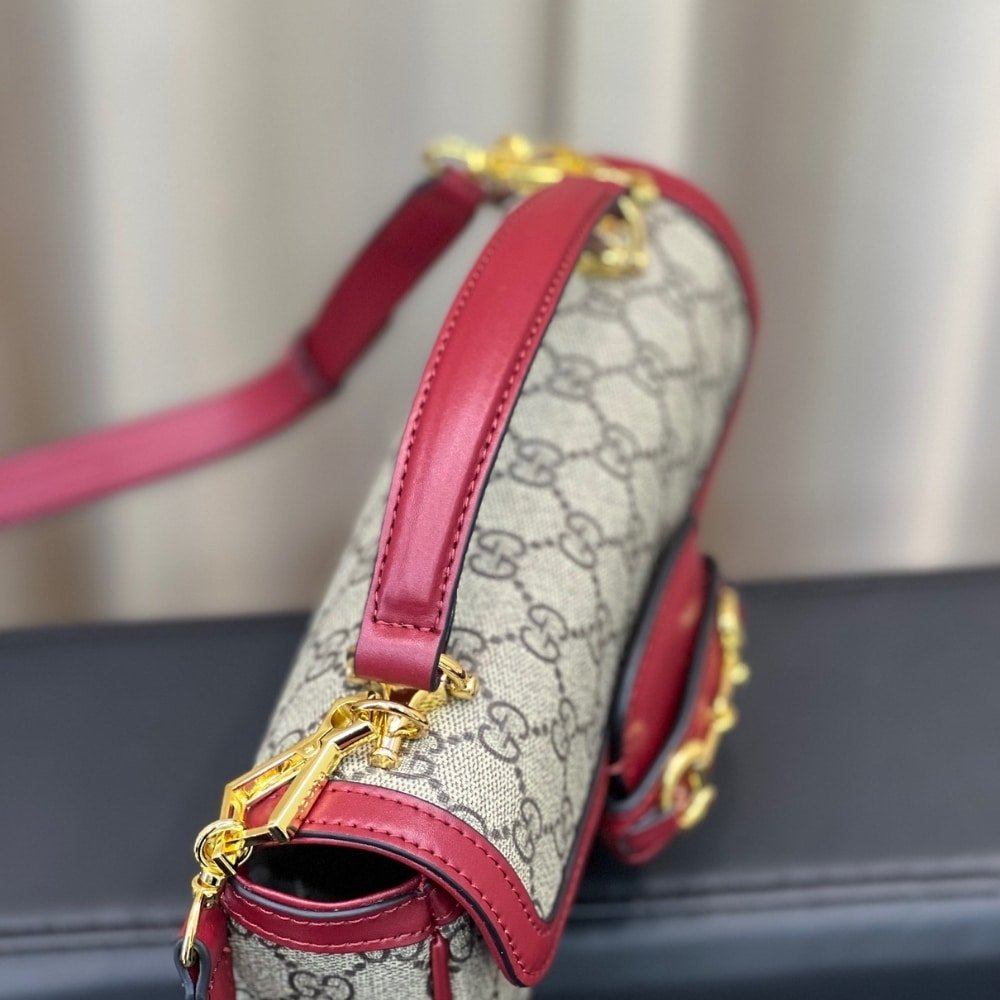 Gvc*1 Horsebit 1955 Soft Small Top Handle Bag Rosso Ancora Red 22Cm 815206 Fad6M 8759
