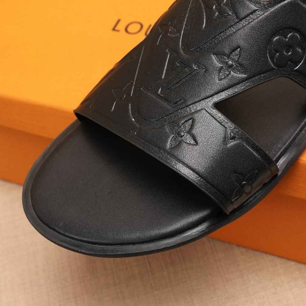 L0vis Vvtt0n Oasis Mule Monogram Pattern Black 1Achj6