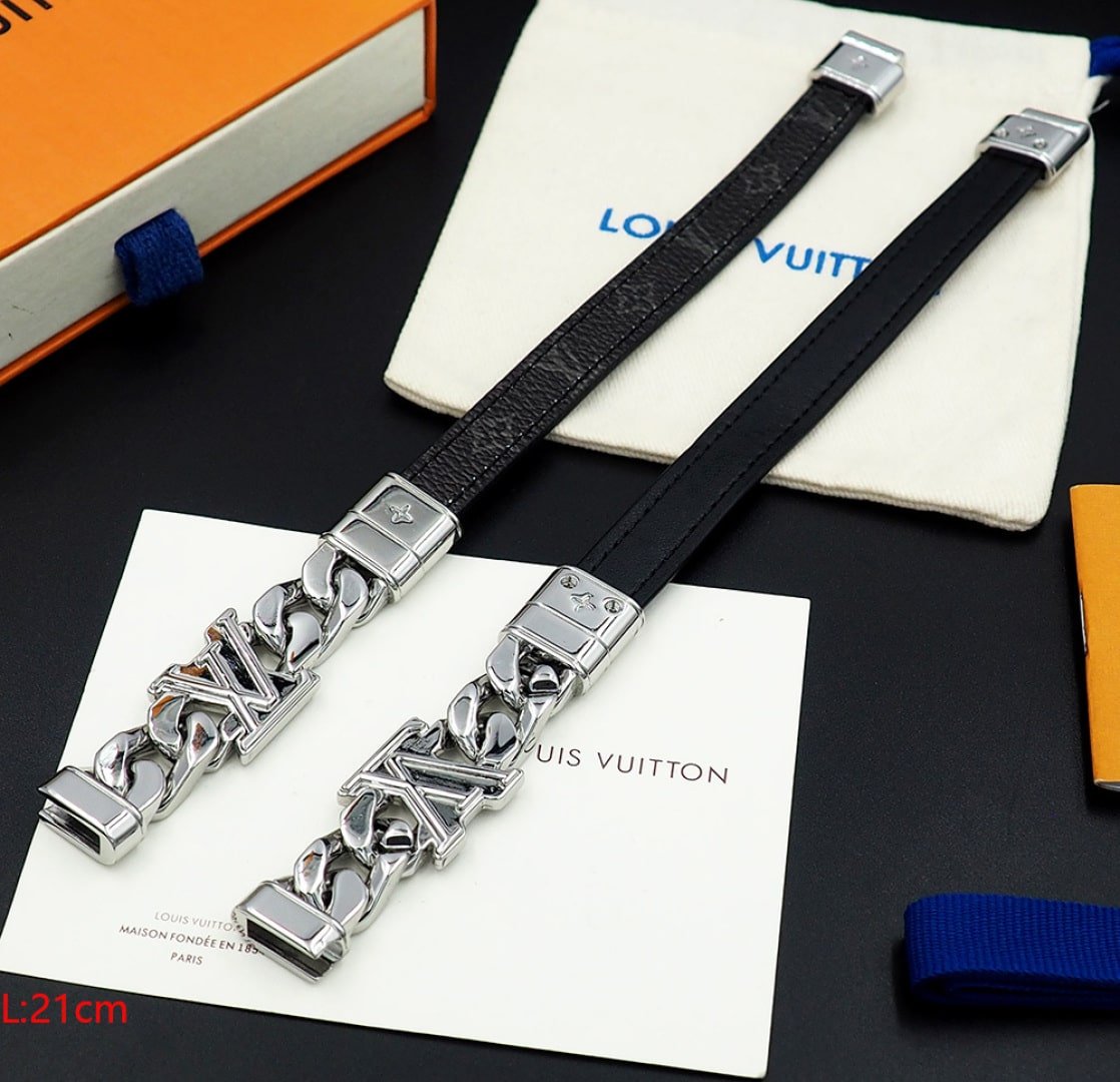 L0vis Vvtt0n Dimension Bracelet Silver Black M8828D