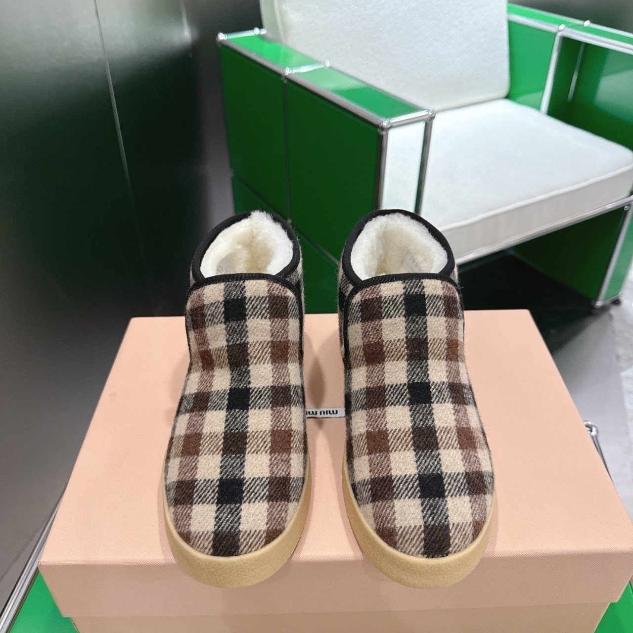 M1um1u Wool And Shearling Slip On Booties Camel Beige 5T558E 3Zkt F0Kqf F 020