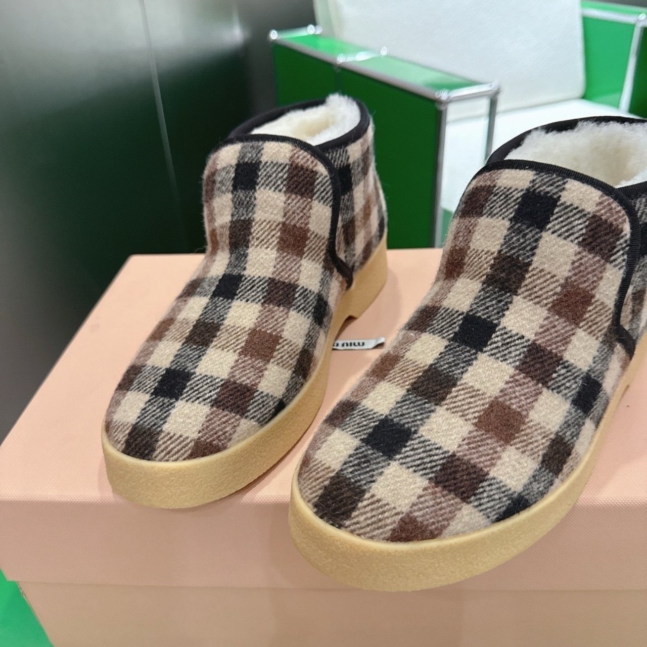 M1um1u Wool And Shearling Slip On Booties Camel Beige 5T558E 3Zkt F0Kqf F 020