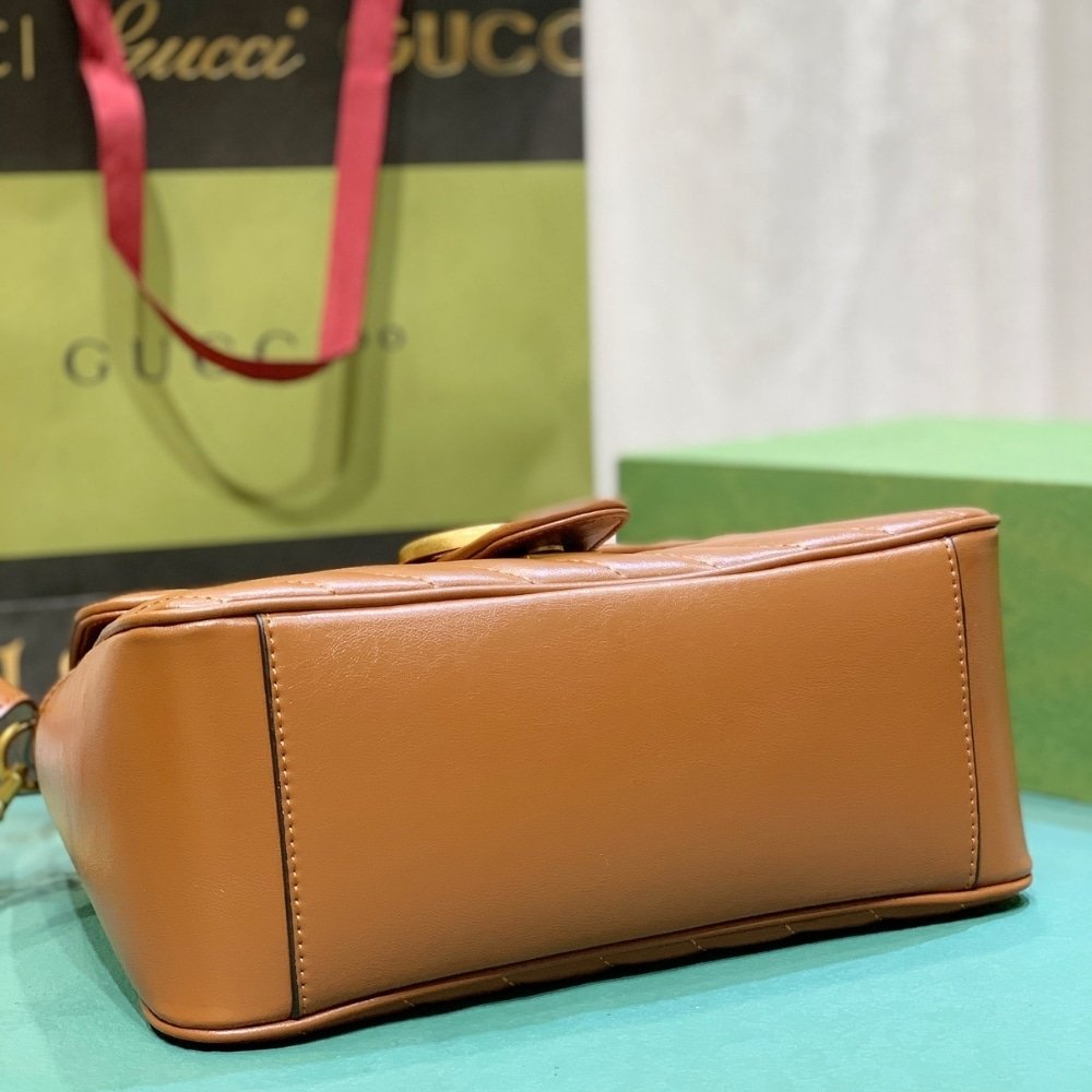 Gvc*1 Gg Marmont Mini Top Handle Bag Brown 20Cm