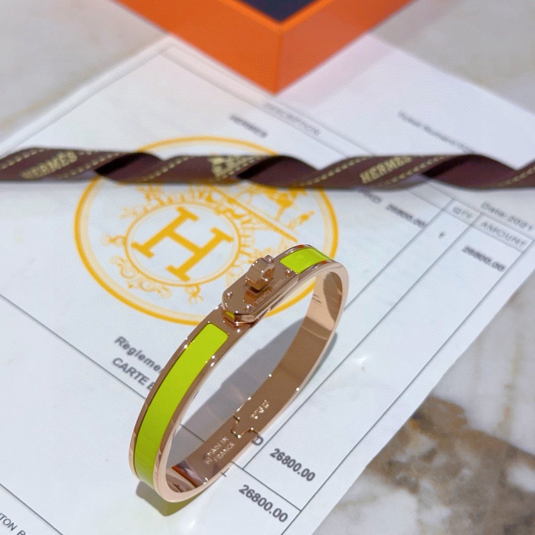 H**me5 Mini Clic Kelly Bracelet Green And Rose Gold H200004Fo4Spm