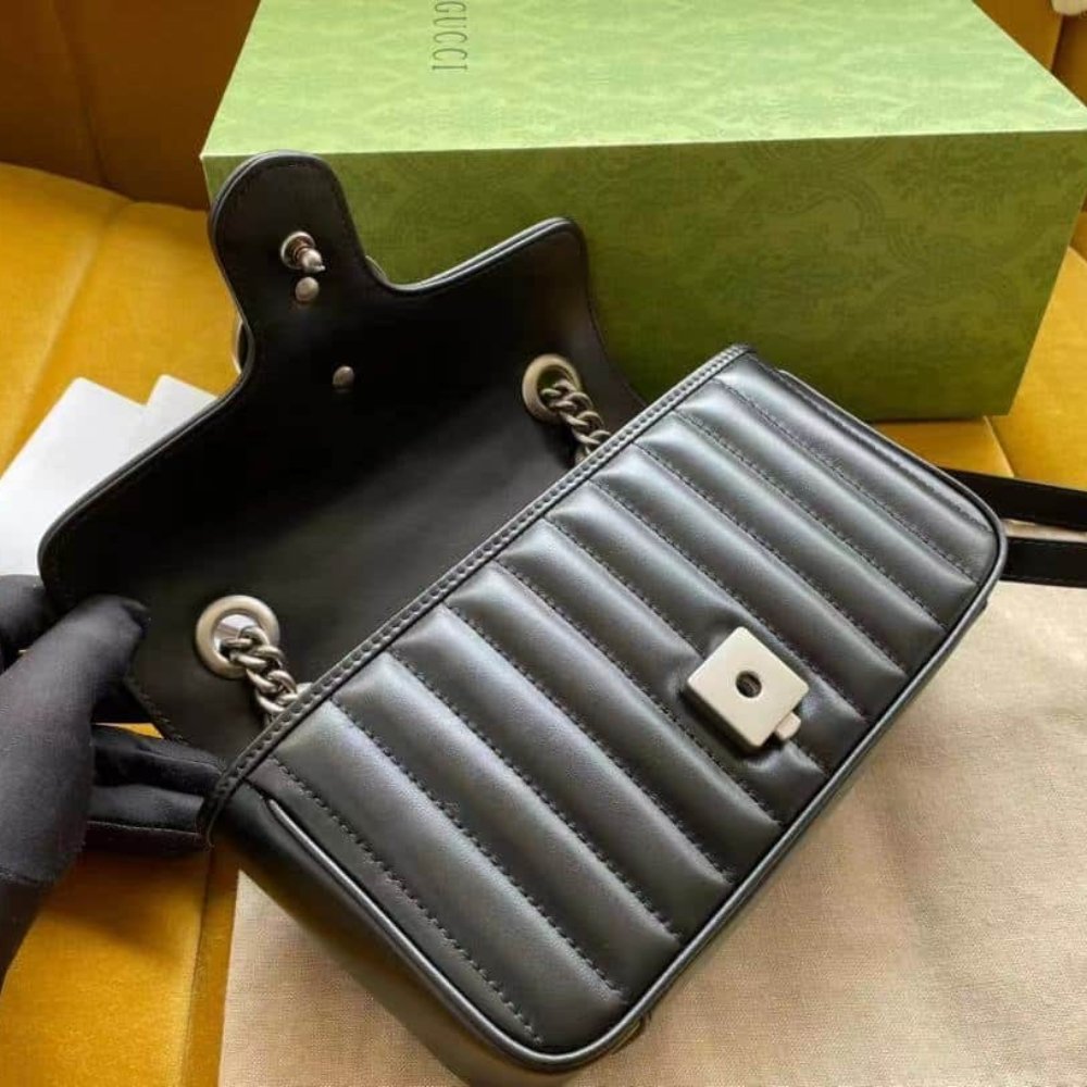 Gvc*1 Gg Marmont Mini Shoulder Bag Black 22Cm 446744 Um8An 1000