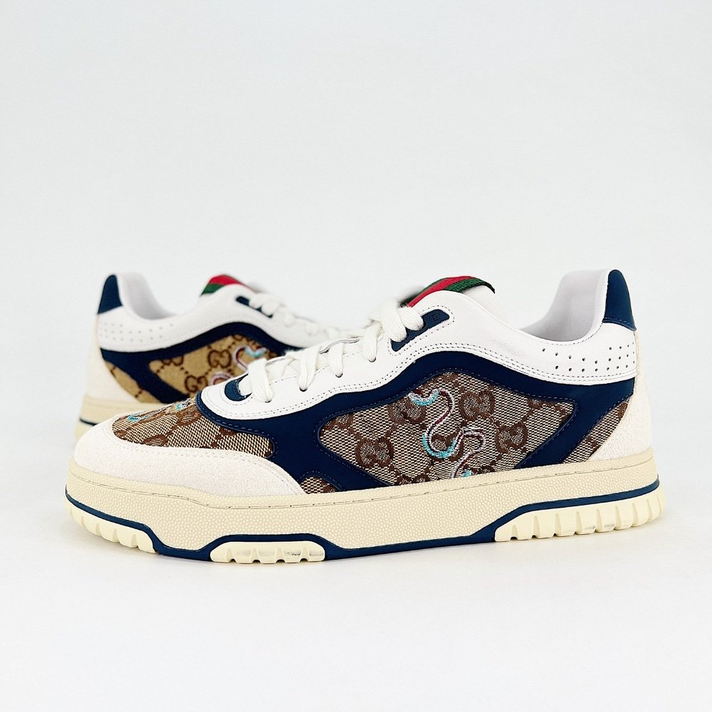 Gvc*1 Men Re Web Trainer Beige And Blue Gg Canvas 821730 Aaemc 9566