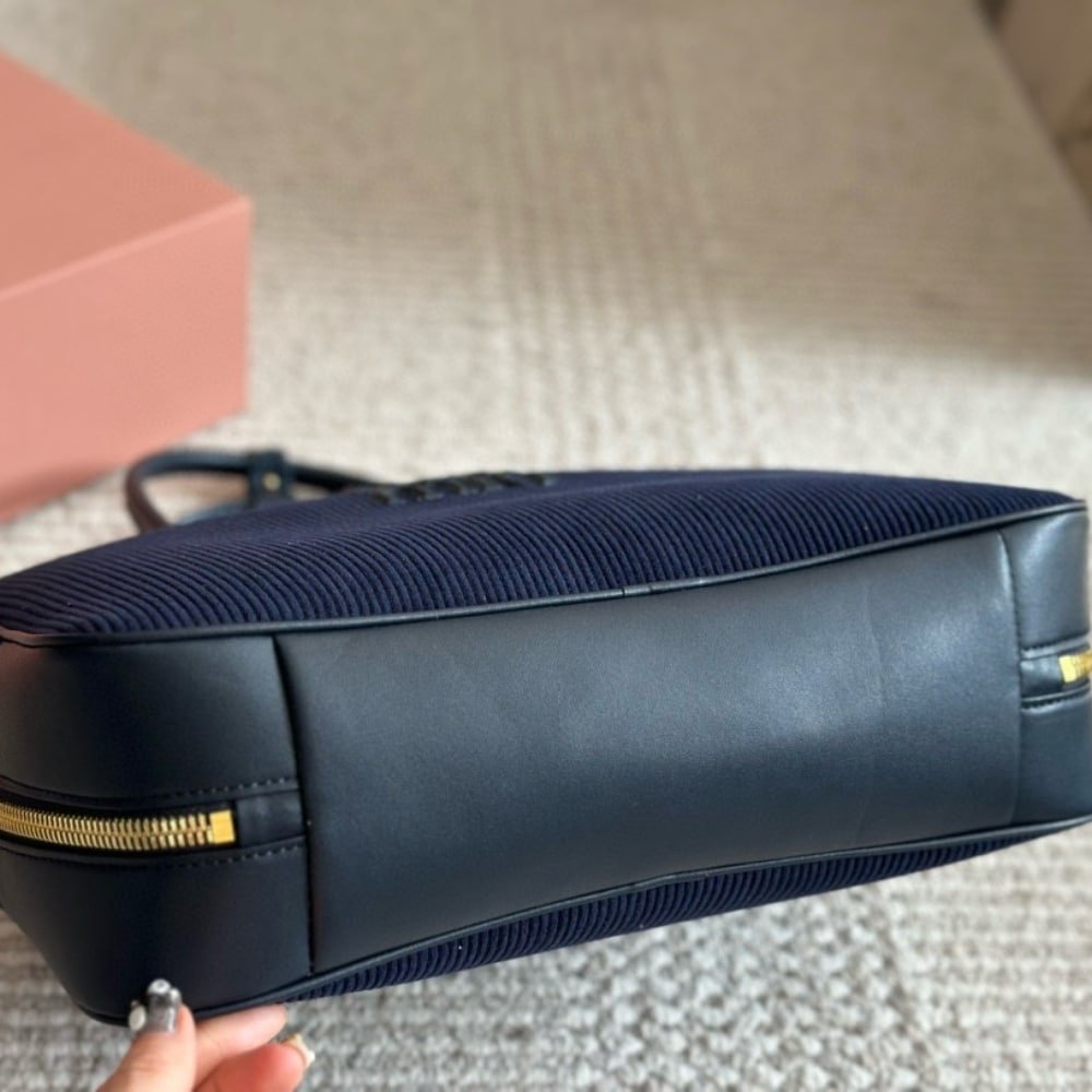 M1um1u Beau Corduroy Top Handle Bag Navy 35Cm 5Bb163 2F81 F0124 V Ooo