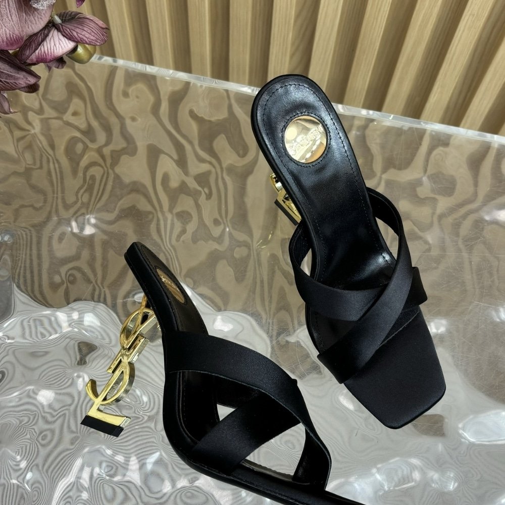 Sa1nt Lau*nt Opyum Mules In Satin Crepe Black 8189319Qab11000