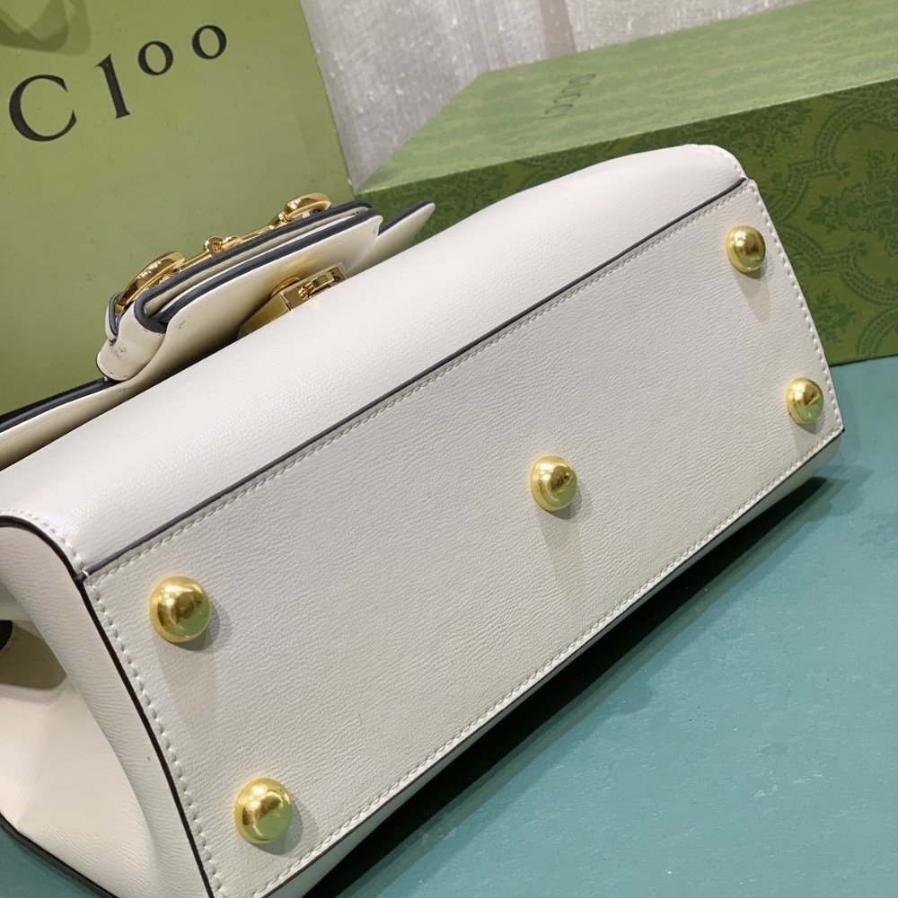 Gvc*1 Horsebit 1955 Mini Top Handle Bag White 29Cm 703848 Aaa7G 9022