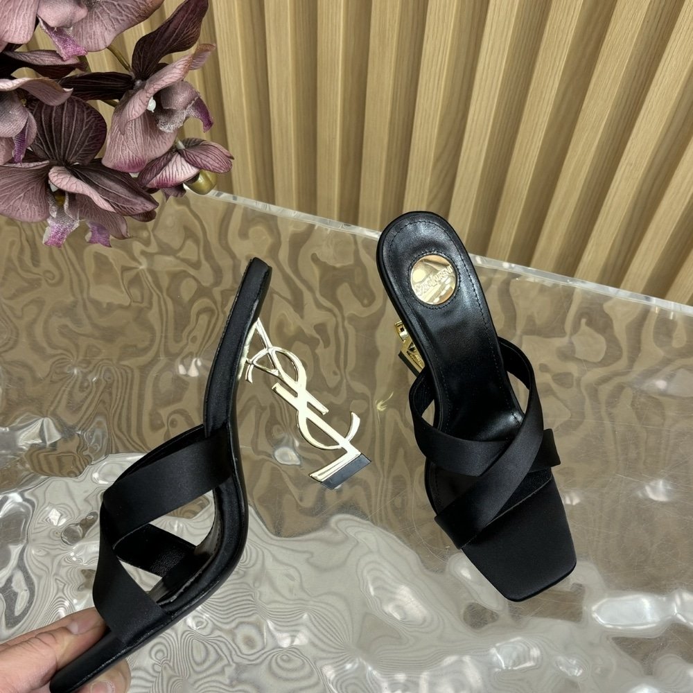 Sa1nt Lau*nt Opyum Mules In Satin Crepe Black 8189319Qab11000