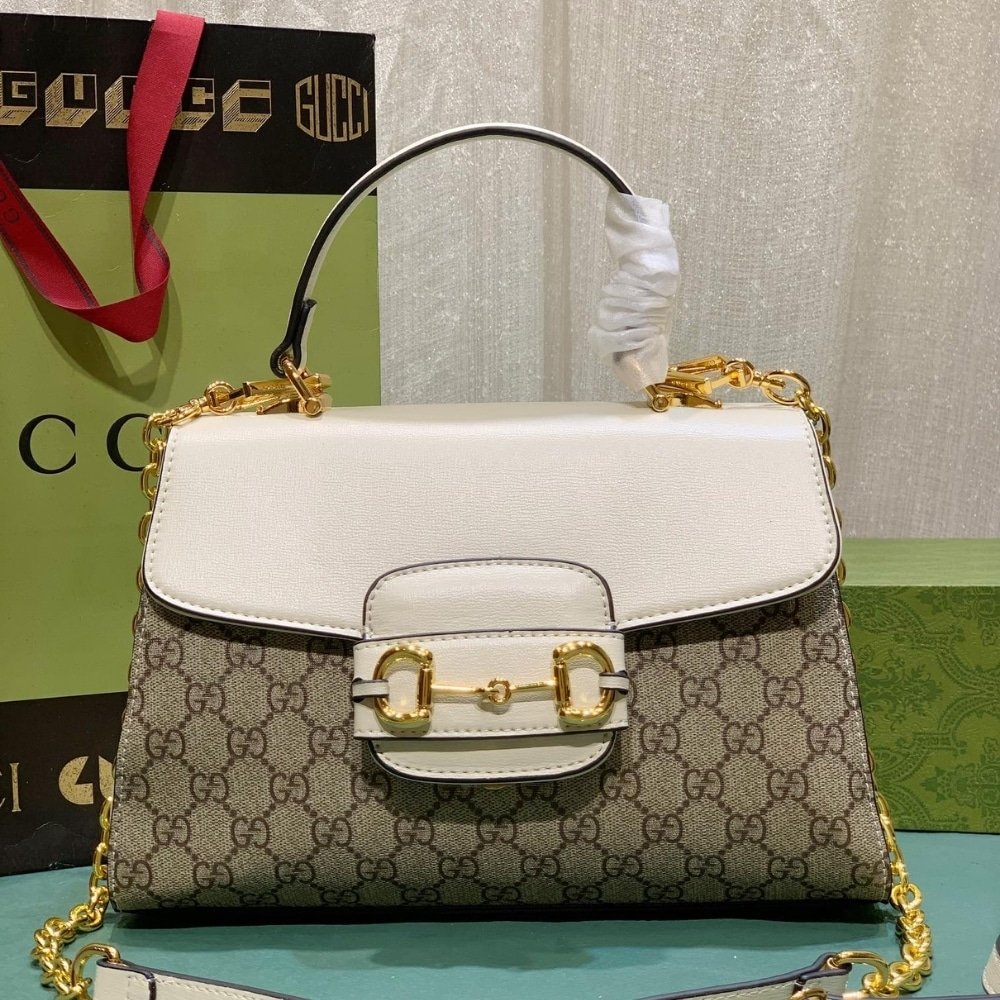Gvc*1 Horsebit 1955 Mini Top Handle Bag Beige Ebony 29Cm