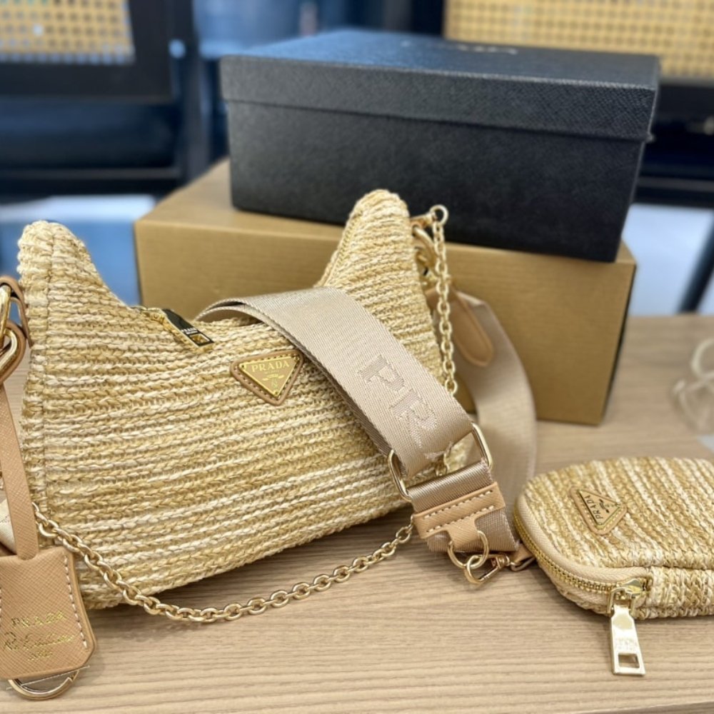 Pra*a Re-Edition 2005 Raffia Bag Tan 1Bh2042A2Tf0018Vv9L
