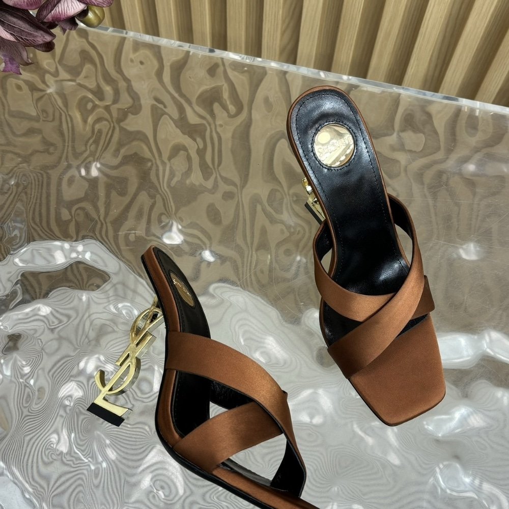 Sa1nt Lau*nt Opyum Mules In Satin Crepe Manioc Brown 8189319Qab12215