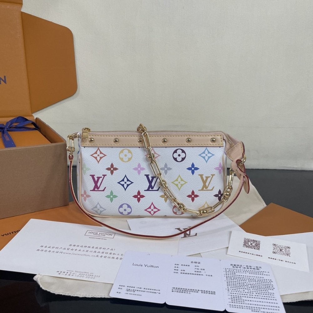 [S*per Vip 1:1] L0vis Vvtt0n X Murakami Pochette Accessoires White 22Cm M13404