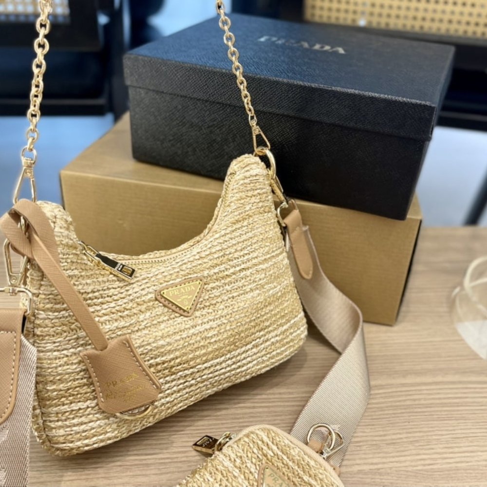 Pra*a Re-Edition 2005 Raffia Bag Tan 1Bh2042A2Tf0018Vv9L