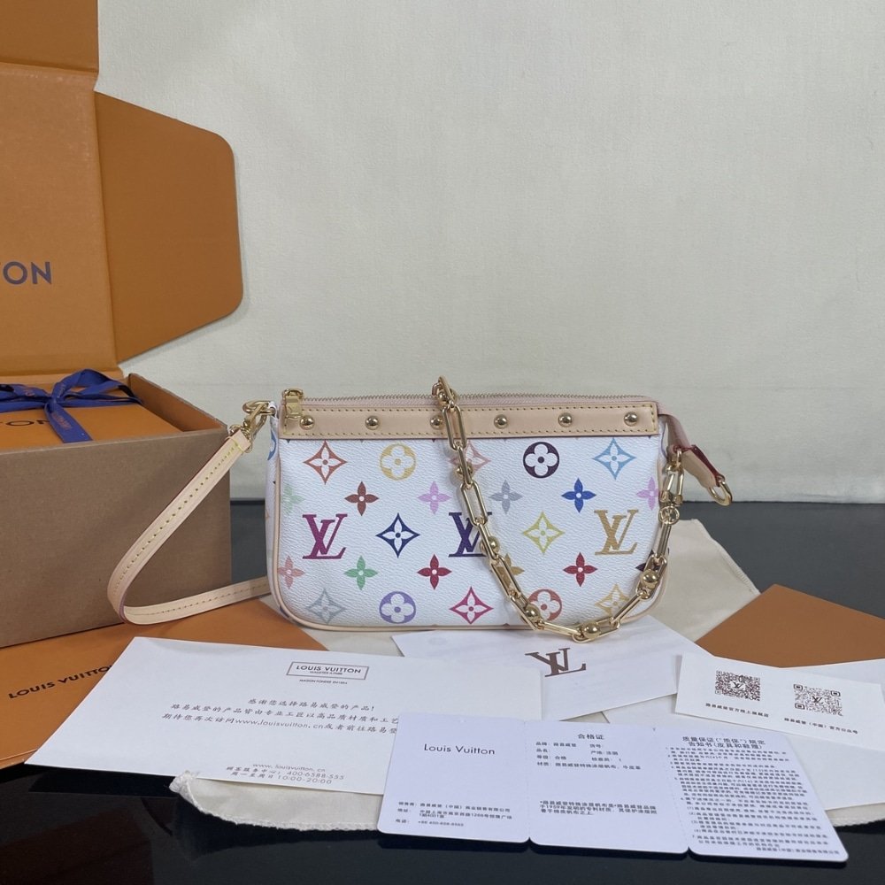 [S*per Vip 1:1] L0vis Vvtt0n X Murakami Pochette Accessoires White 22Cm M13404