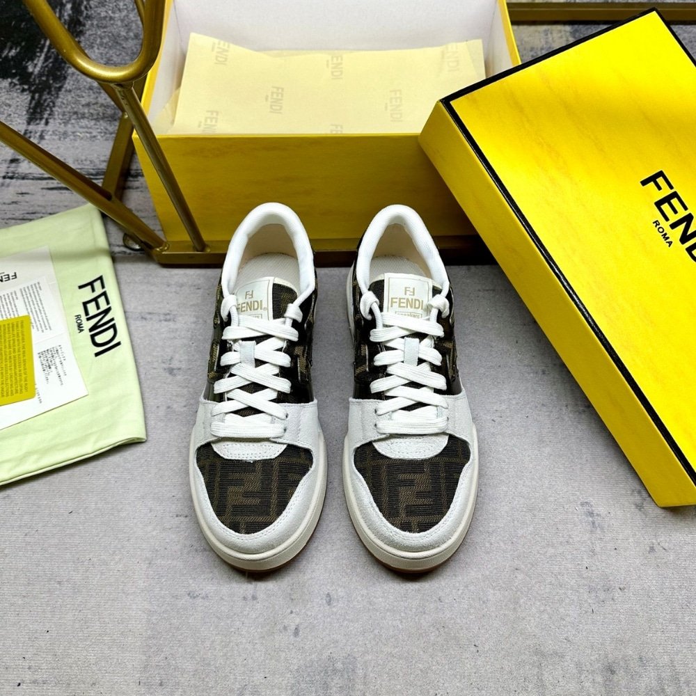 F**di Match Sneaker Beige And Brown