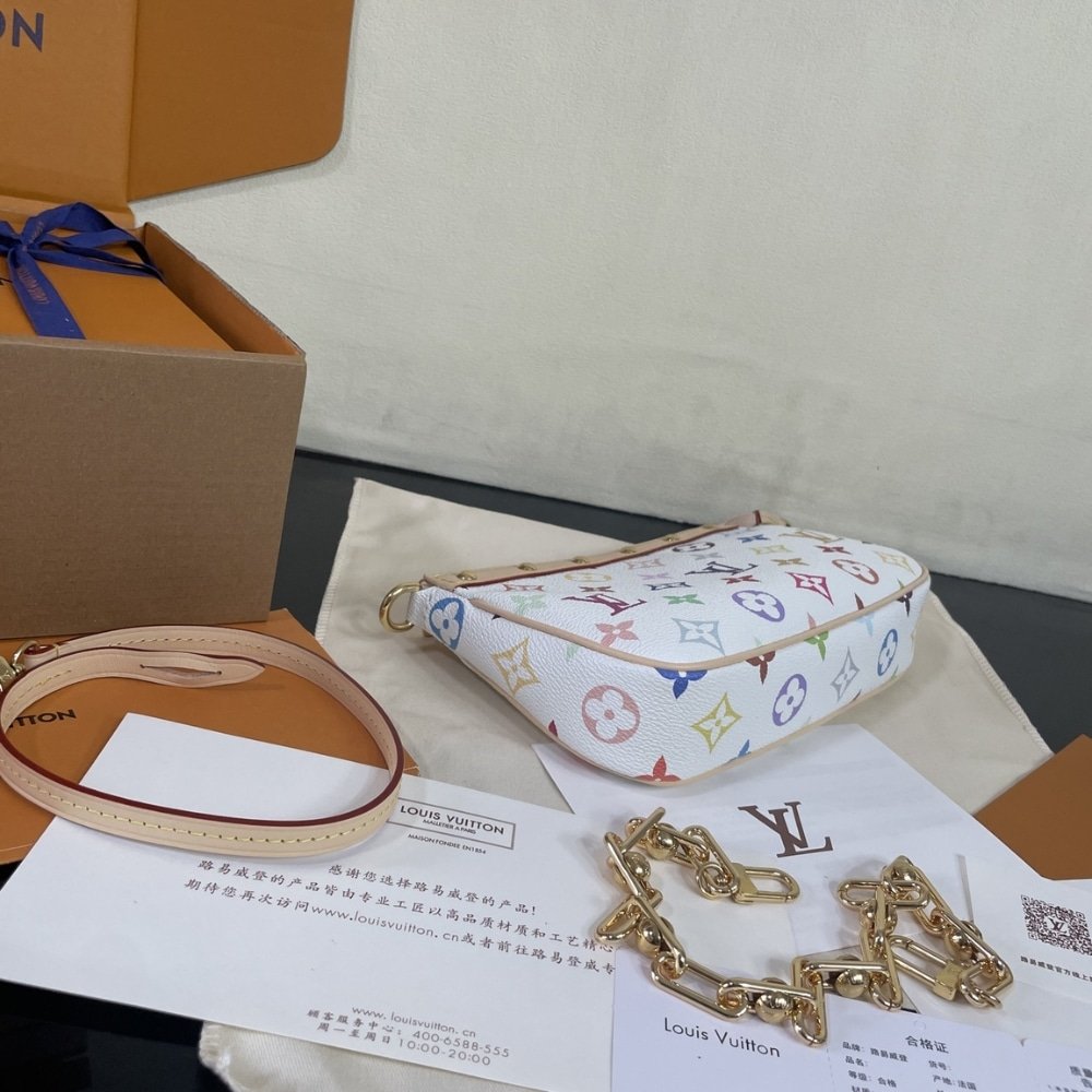 [S*per Vip 1:1] L0vis Vvtt0n X Murakami Pochette Accessoires White 22Cm M13404