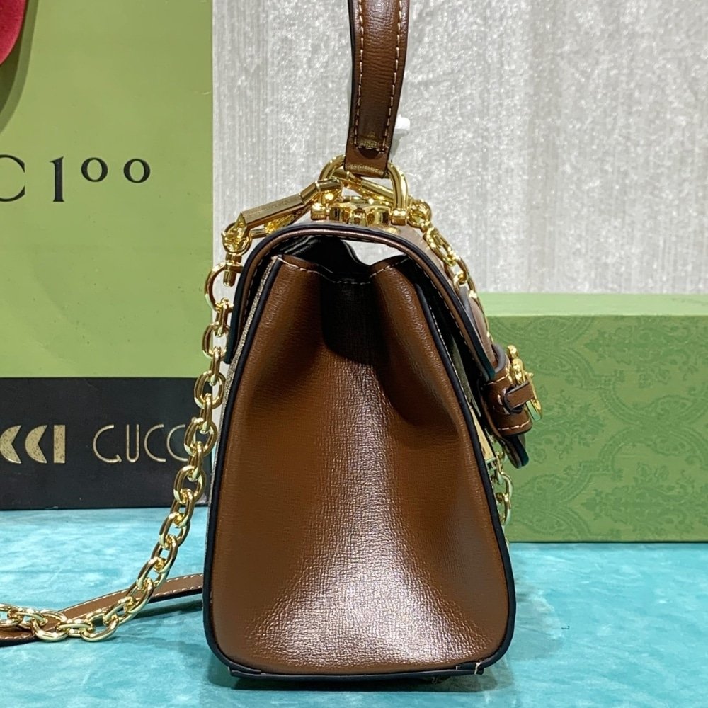 Gvc*1 Horsebit 1955 Mini Top Handle Bag Light Brown 22Cm 703848 9Aaaj 8563