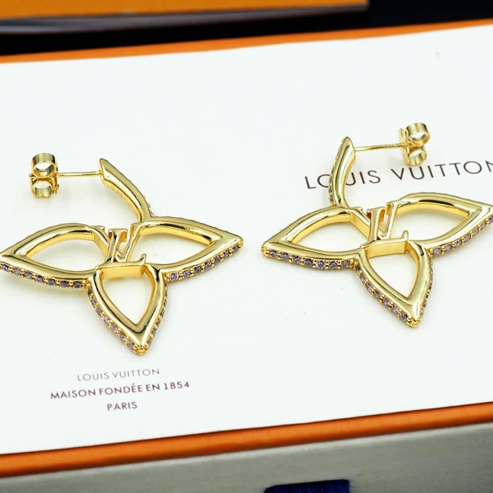L0vis Vvtt0n Lv Slim Flower Earrings Gold M02420