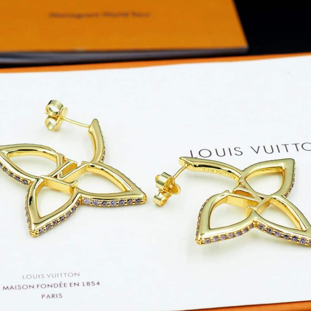 L0vis Vvtt0n Lv Slim Flower Earrings Gold M02420
