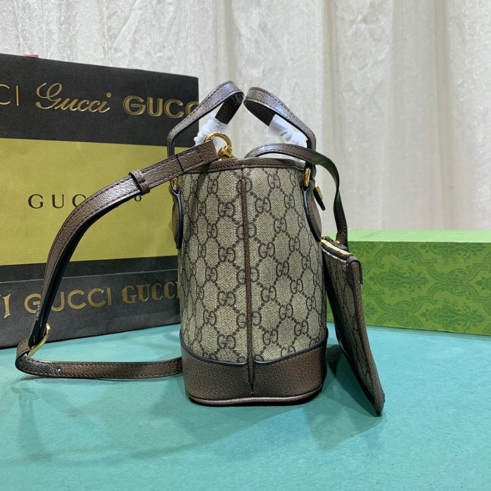 Gvc*1 Ophidia Mini Tote Bag Beige And Ebony 22Cm 811716 K9Gsg 8358