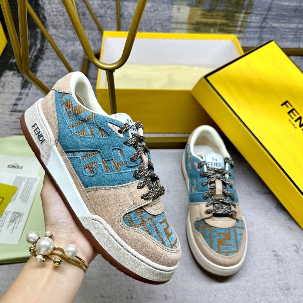 F**di Match Sneaker Beige And Blue