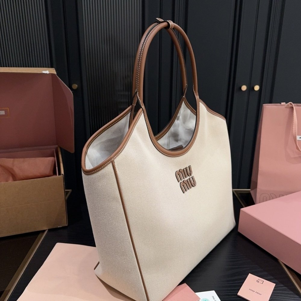 M1um1u Ivy Tote Bag Beige And Brandy 38Cm