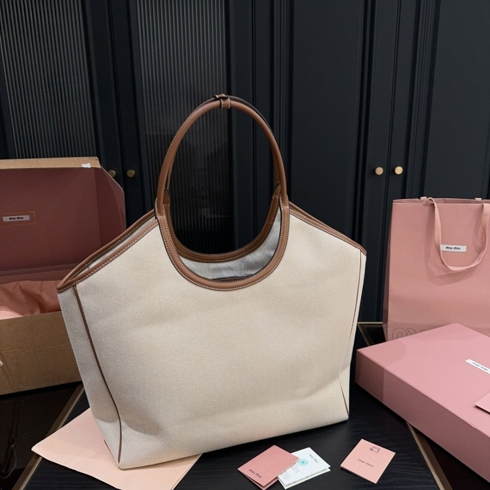 M1um1u Ivy Tote Bag Beige And Brandy 38Cm
