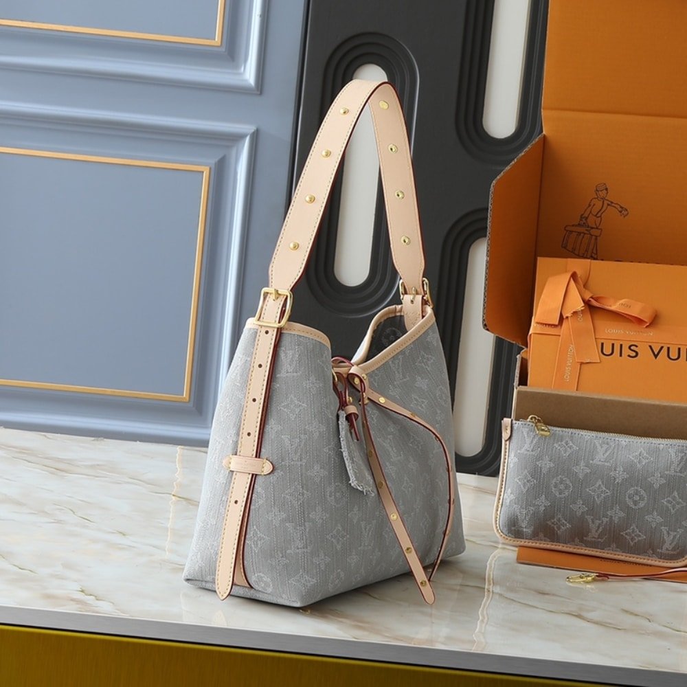 L0vis Vvtt0n Carryall MM Monogram Denim Washed Gray 39Cm M13289