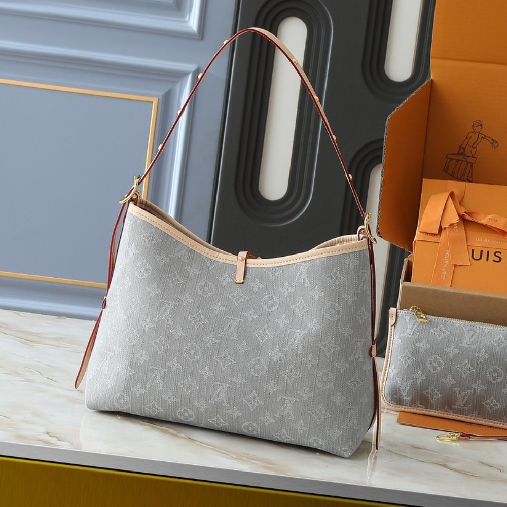 L0vis Vvtt0n Carryall MM Monogram Denim Washed Gray 39Cm M13289