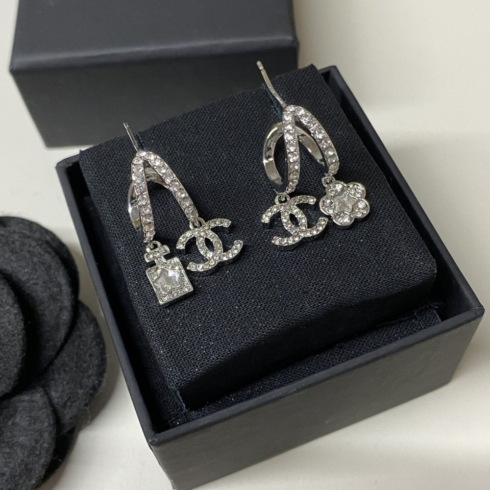 Ch**el Pendant Earrings Crystal Silver Abf199 B19948 Nafvp