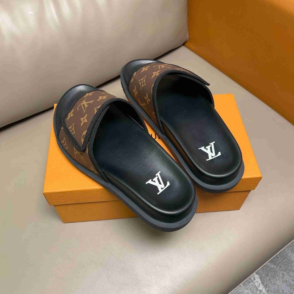 L0vis Vvtt0n Velcro Slides Monogram Brown