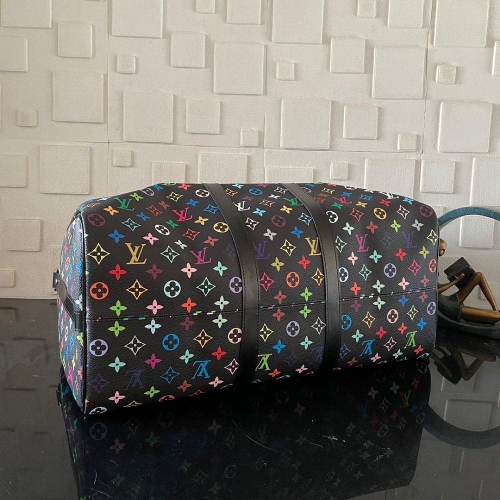 [S*per Vip 1:1] L0vis Vvtt0n X Takashi Murakami Keepall Bandoulière 50 Black 50Cm M13745