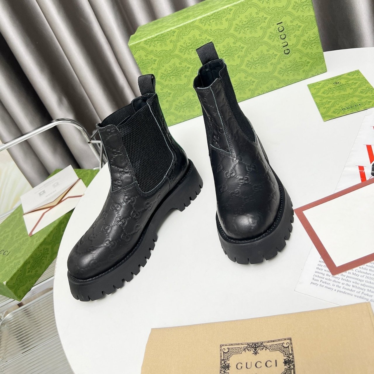 Gvc*1 Leather Ankle Boot With Web Detail Black 794168 Aadpf 1056