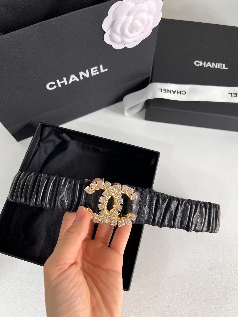 Ch**el Women’S Cc Gold Belt With Pearls 30Mm