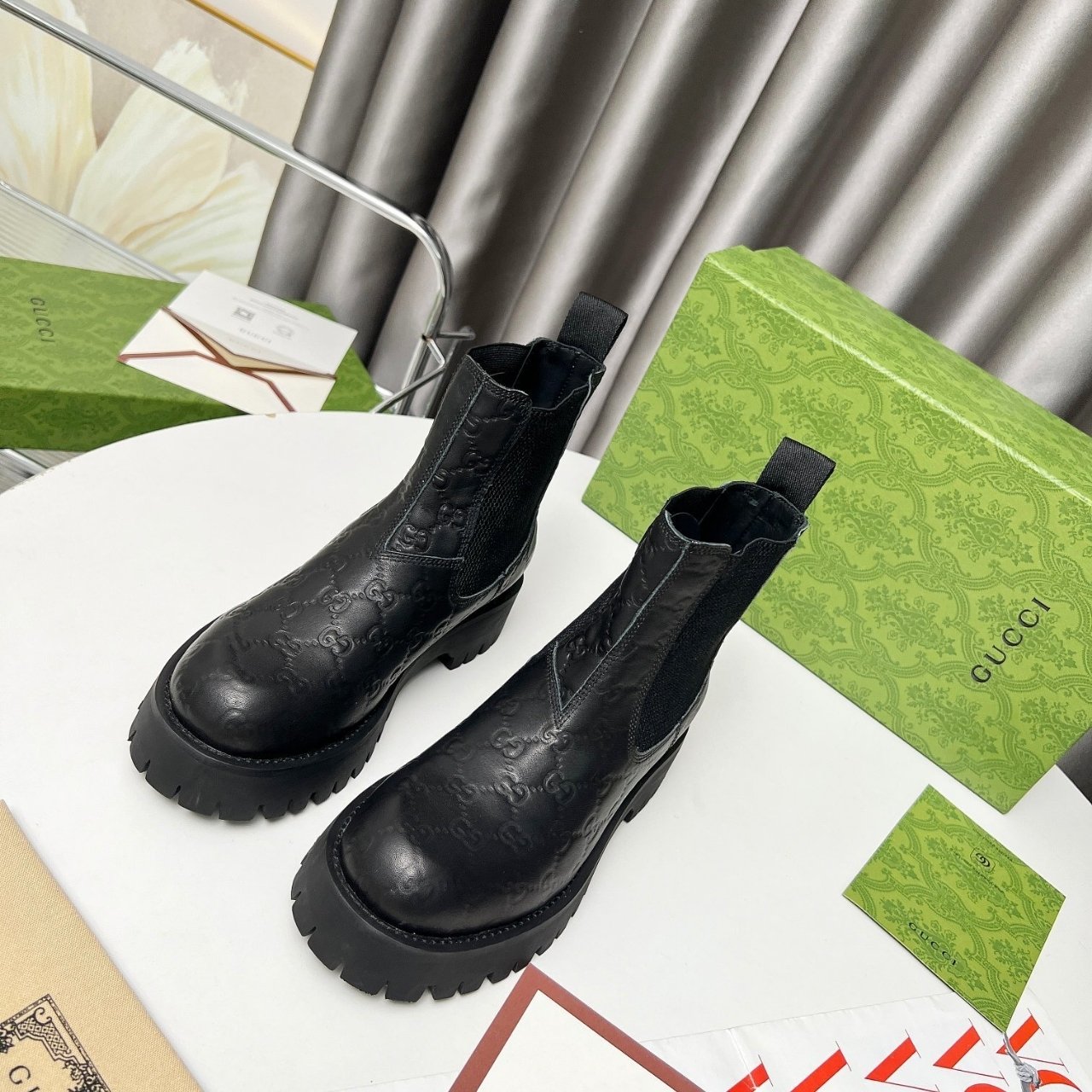 Gvc*1 Leather Ankle Boot With Web Detail Black 794168 Aadpf 1056