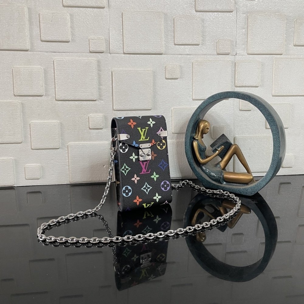 [S*per Vip 1:1] L0vis Vvtt0n X Takashi Murakami Phone Pouch Métis Black 17Cm M14098