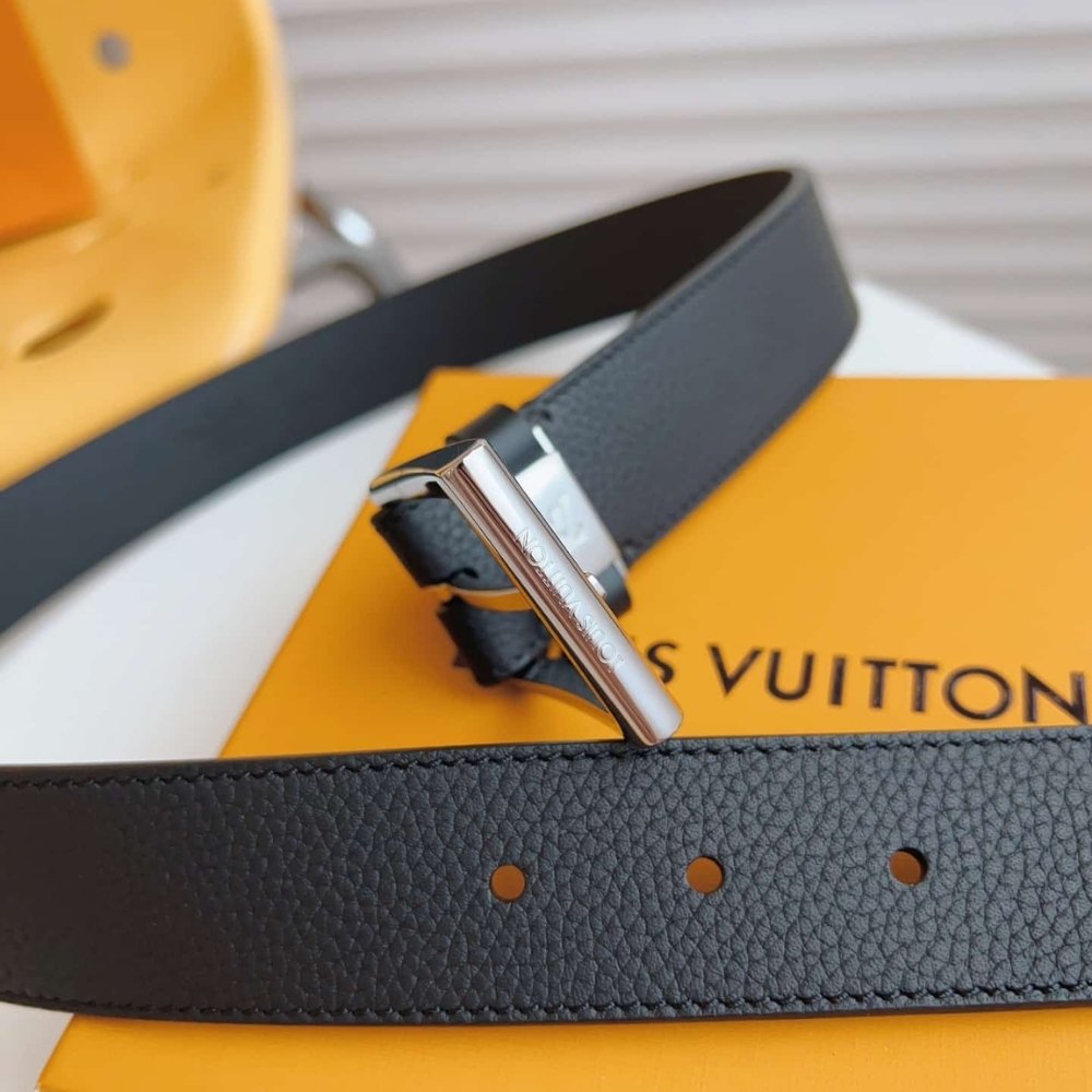 L0vis Vvtt0n LV City Pin Belt Silver Hardware Black 35Mm M0542S