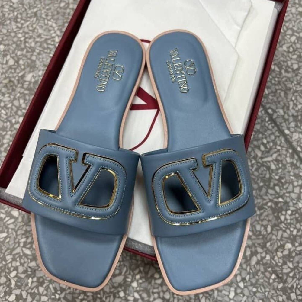 Va1e*ntin0 Garavani Vlogo Cutout Slide Blue